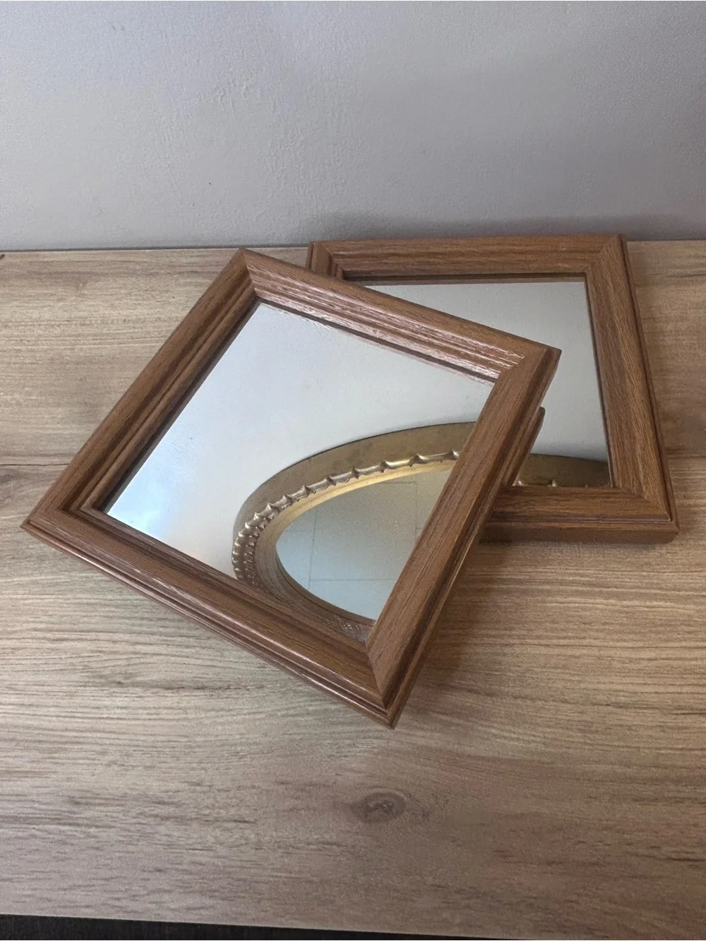 Wood Grain Brown Wall Mirror - Classic Home Wall Decor pair 6”